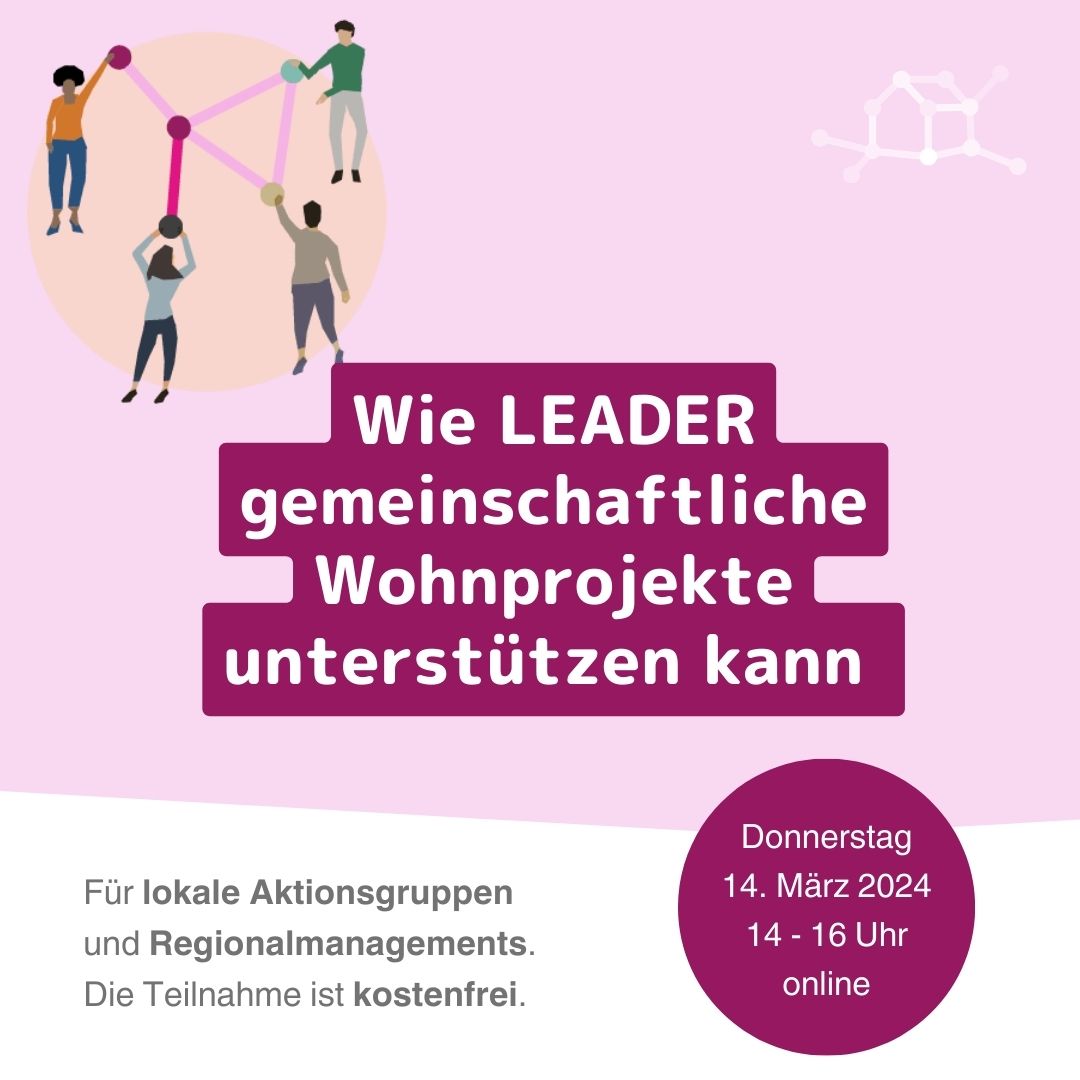 ⚡ Wie LEADER gemeinschaftliche Wohnprojekte unterstützen kann ⚡

📌 online Workshop am 14.3.24 von 14-16 Uhr

👉 dezentrale-sachsen.de/veranstaltung/…

#förderung #gemeinschaftlicheswohnen #ländlicherraum