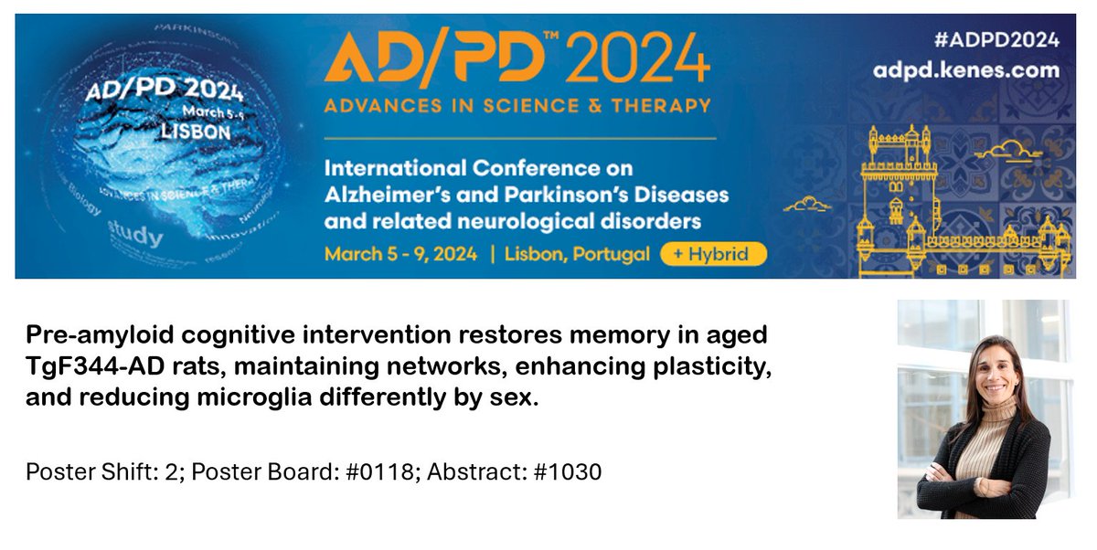 We are at #ADPD2024! If you are interested in cognitive reserve mechanisms, brain connectomics and neuroinflammation? Come to @BCNlabUB poster this Friday. Dr. Guadalupe Soria @delosrodriguez will be presenting!