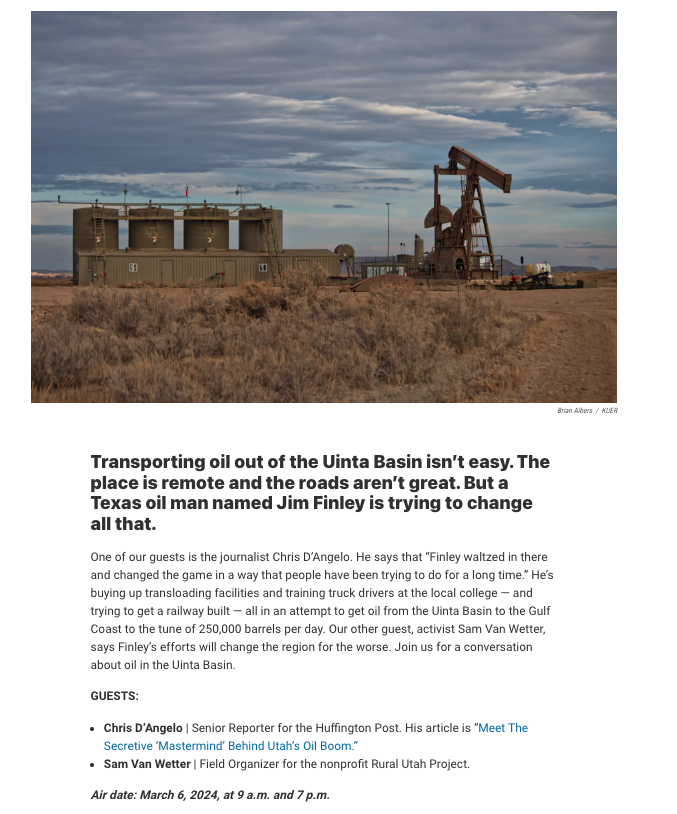 i sat down w/ <a href="/KUER/">KUER 90.1</a> <a href="/radiowest/">KUER's RadioWest</a> to discuss my recent investigation on Jim Finley — the "mastermind" of the current oil boom in Utah's remote Uinta Basin

show airs today at 9 a.m. MT (11 ET)
radiowest.kuer.org/show/radiowest…

link to story: huffpost.com/entry/texas-oi…
