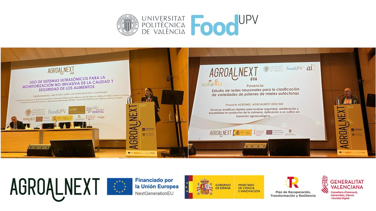 👩‍🔬🥗Del 6 al 8 de marzo varios grupos de @foodupv participan en el #Congreso #Agroalnext. Hoy ha sido el turno de los #proyectos #ULTRADIGITAL📡y #AGROMEL🐝¿Quieres saber más de ellos? Descúbrelo en agroalnextgva.umh.es #foodscience #PRTR #NextGenerationEU #Ciencia #UPV