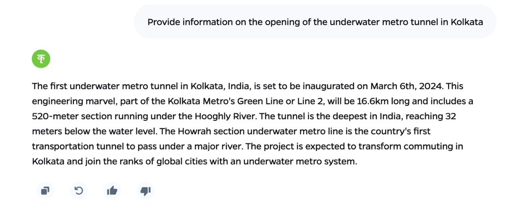 From designer sarees to underwater metros, @krutrim AI continues to amaze! Its latest feat: decoding the innovative design of the world's first underwater metro. A monumental leap in sustainable urban transport, offering an immersive journey into aquatic wonders.