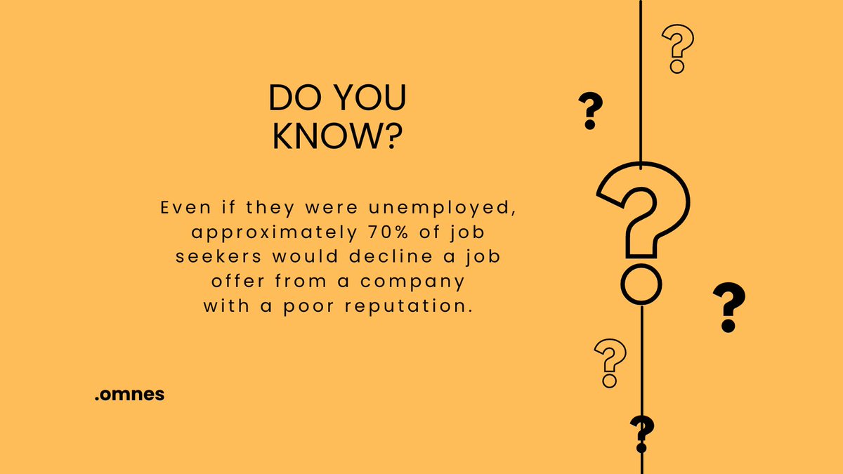 Your company's reputation matters more than you might think! 
Have you ever rejected a job offer because of a company's reputation? 
Share your thoughts!

#jobseekers  #companyculture #reputationmatters
