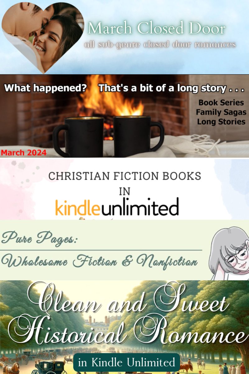 FIVE great book fairs this month! Check them out: 

linktr.ee/aubreytaylorbo…

March Closed Door #Romance
#BookSeries, #FamilySagas, Long Stories
#ChristianFiction in #KU
Pure Pages
Clean and Sweet #HistoricalRomance 

#books #christianbooks #historicalfiction #romancebooks #ebooks