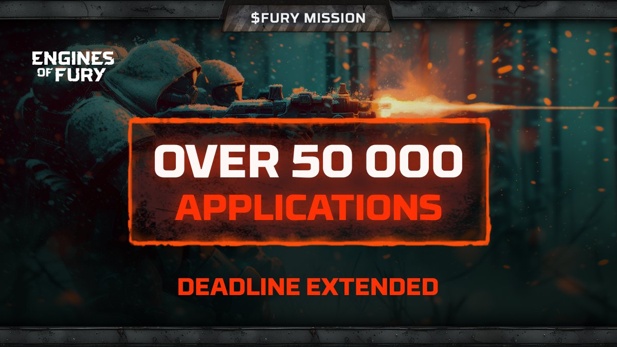 EPIC ALERT⚠️ $FURY Mission has gone absolutely viral!

With 50,000+ applications &amp; the numbers still skyrocketing, we're blowing past the original deadline &amp; expanding the Private Alpha Test.

This isn't just hype – it's solid proof that @enginesoffury is turning quality web3