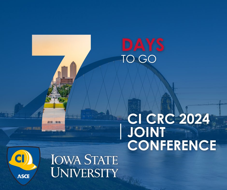 CI_ASCE's tweet image. One week away! ⏰ The #CICRC2024 Conference is just around the corner. Get ready for a week of innovation, collaboration, and inspiration!  #ConferenceCountdown