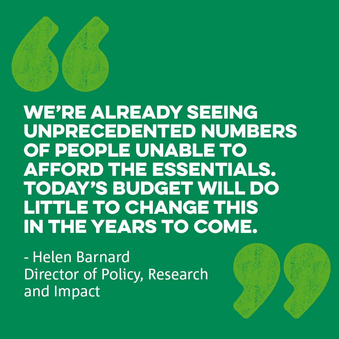TrussellUK's tweet photo. 📢 In today’s Spring Budget, the Chancellor could have fully addressed rising hardship in the UK.

But instead, he only suggested short-term sticking plasters.

To prevent more people from being pushed to food banks, we need long-term change. #Budget2024 https://t.co/O2kBfJ6XQH