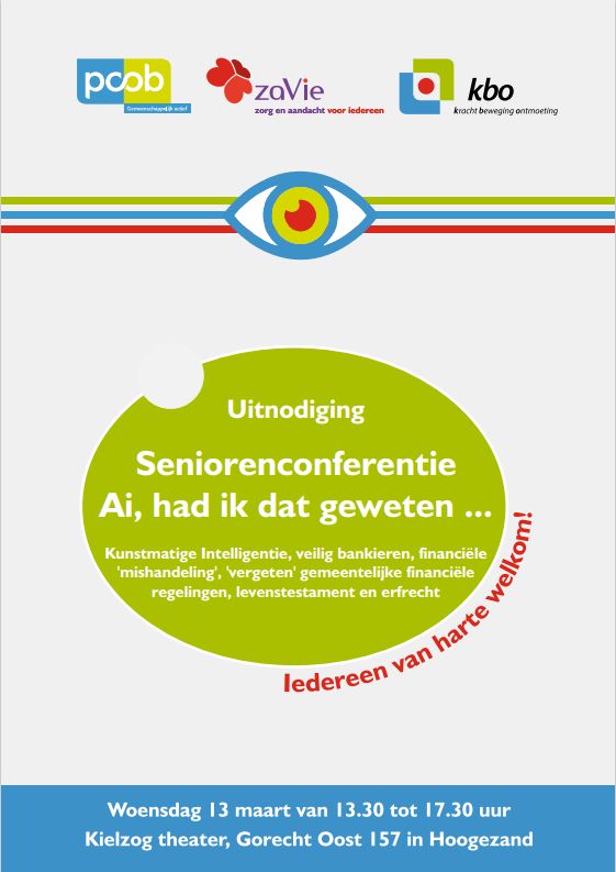 Over een week is het zover! Op woensdag 13 maart in het het Kielzog theater in Hoogezand: de Seniorenconferentie 'Ai, had ik dat geweten ...' over onderwerpen die samenhangen met een prettig en veilig leven, nu en in de toekomst! Meer info en aanmelden: zavie.nl/agenda/seniore…