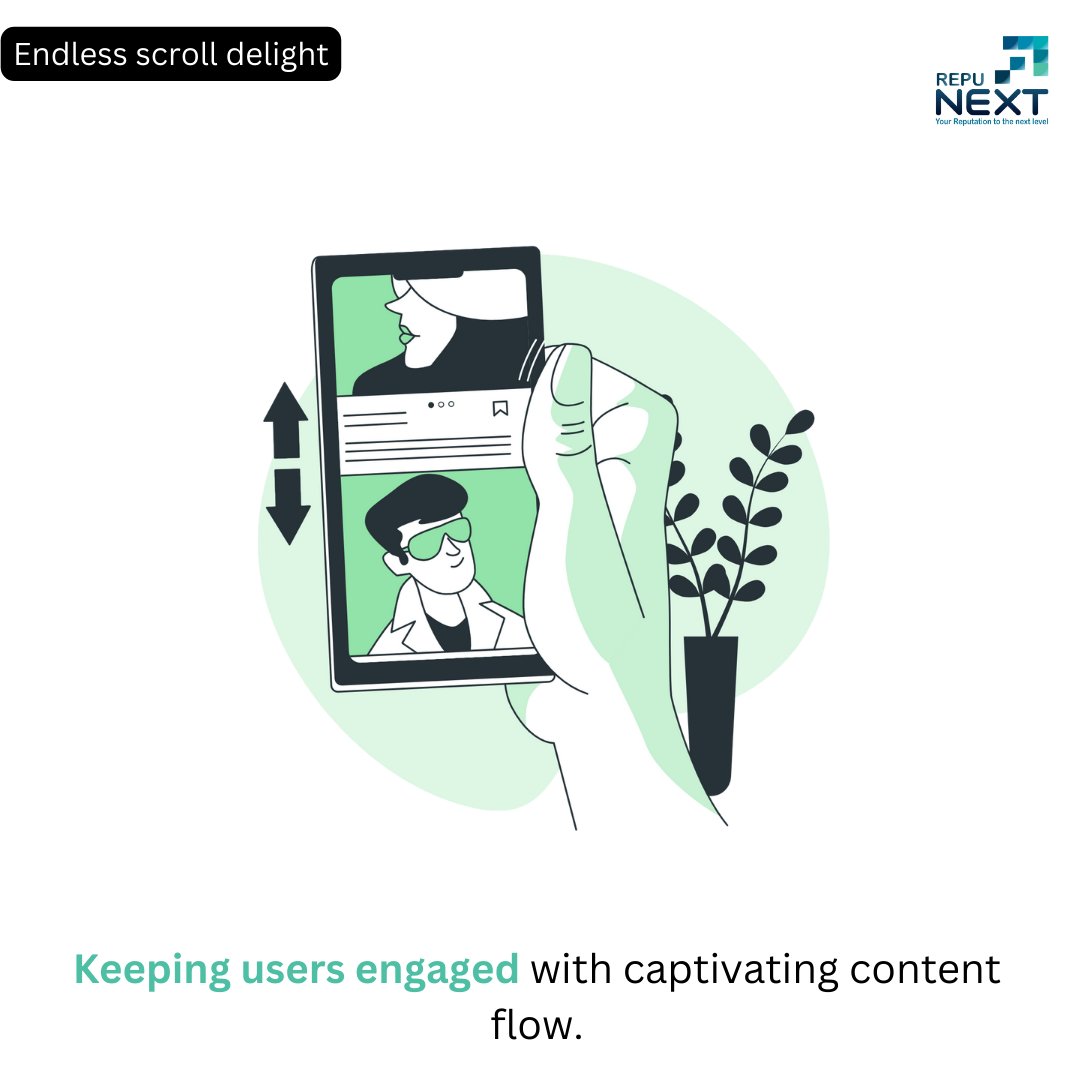 RepuNext's tweet image. Delight users with our endless scroll experience! We keep audiences engaged with captivating content flow, ensuring a seamless and enjoyable journey through your digital landscape.
#EndlessScroll #DigitalEngagement #ContentFlow #CaptivatingJourney #UserExperience