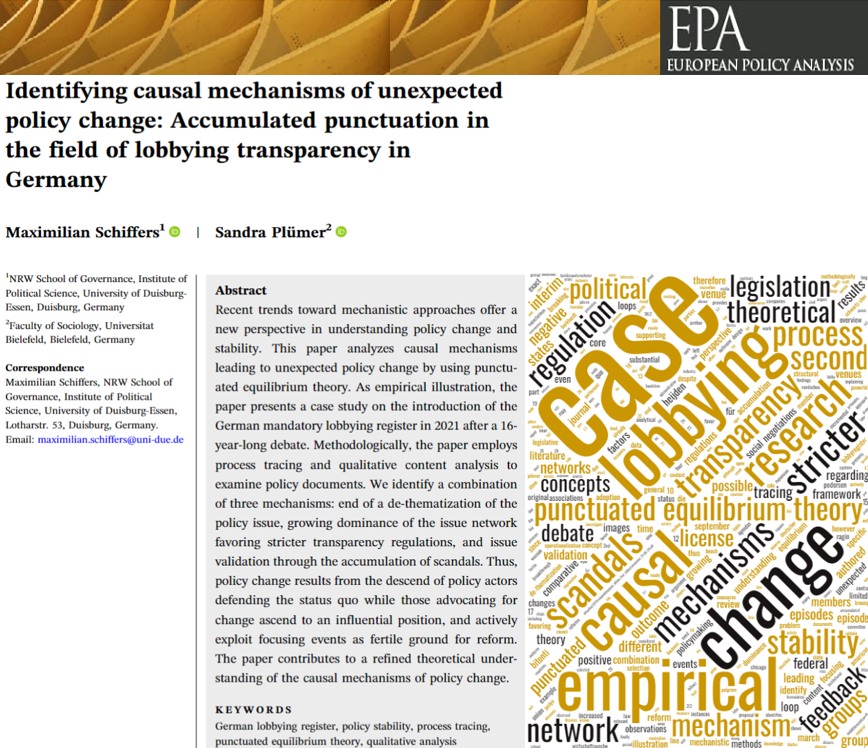 New in EPA! @M_punkt_S and @sandra_pluemer use Punctuated Equilibrium Theory #PET to study causal mechanisms leading to unexpected #policy #change in the area of lobbying transparency in Germany.
@WileyPolitics @PolicyStudies 
onlinelibrary.wiley.com/doi/epdf/10.10…