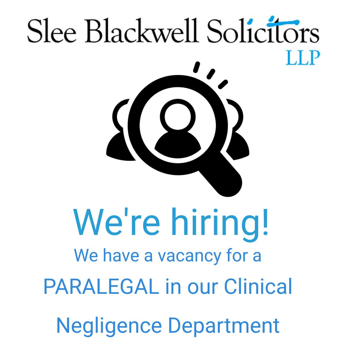We also have an opportunity for a paralegal to join our Clinical Negligence Dept. Fantastic for someone launching their career. Based in #Taunton or #Barnstaple working with @CarolineWebberB & @Oliver_Thorne1 
CV & cover letter to oliver.thorne@sleeblackwell.co.uk to apply