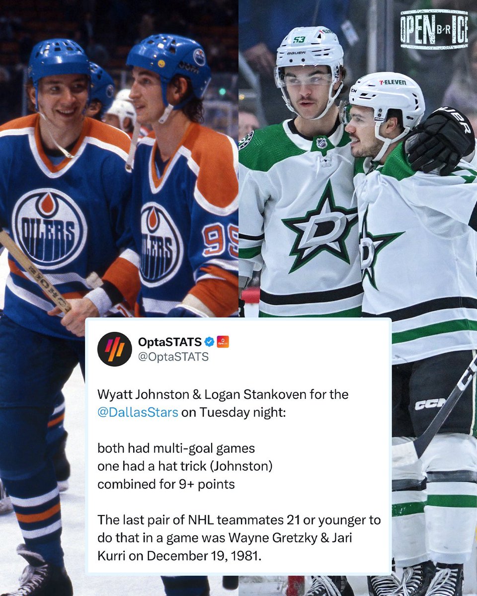 BR_OpenIce's tweet photo. Absolutely ELITE company for Wyatt Johnston and Logan Stankoven 🌟 

(via @OptaSTATS) https://t.co/D8hq3lO8dw