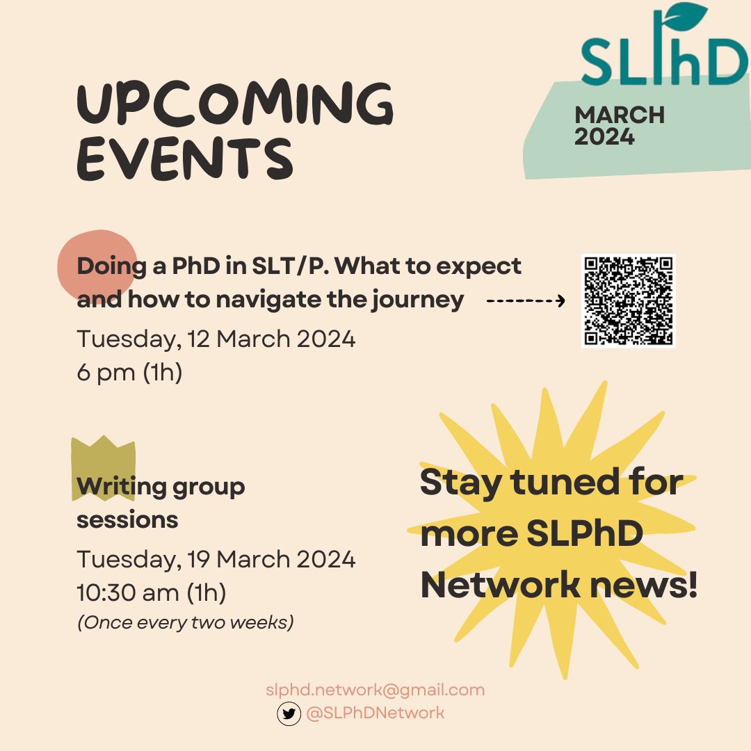 Check out what the SLPhD Network is organizing for March! 🤩