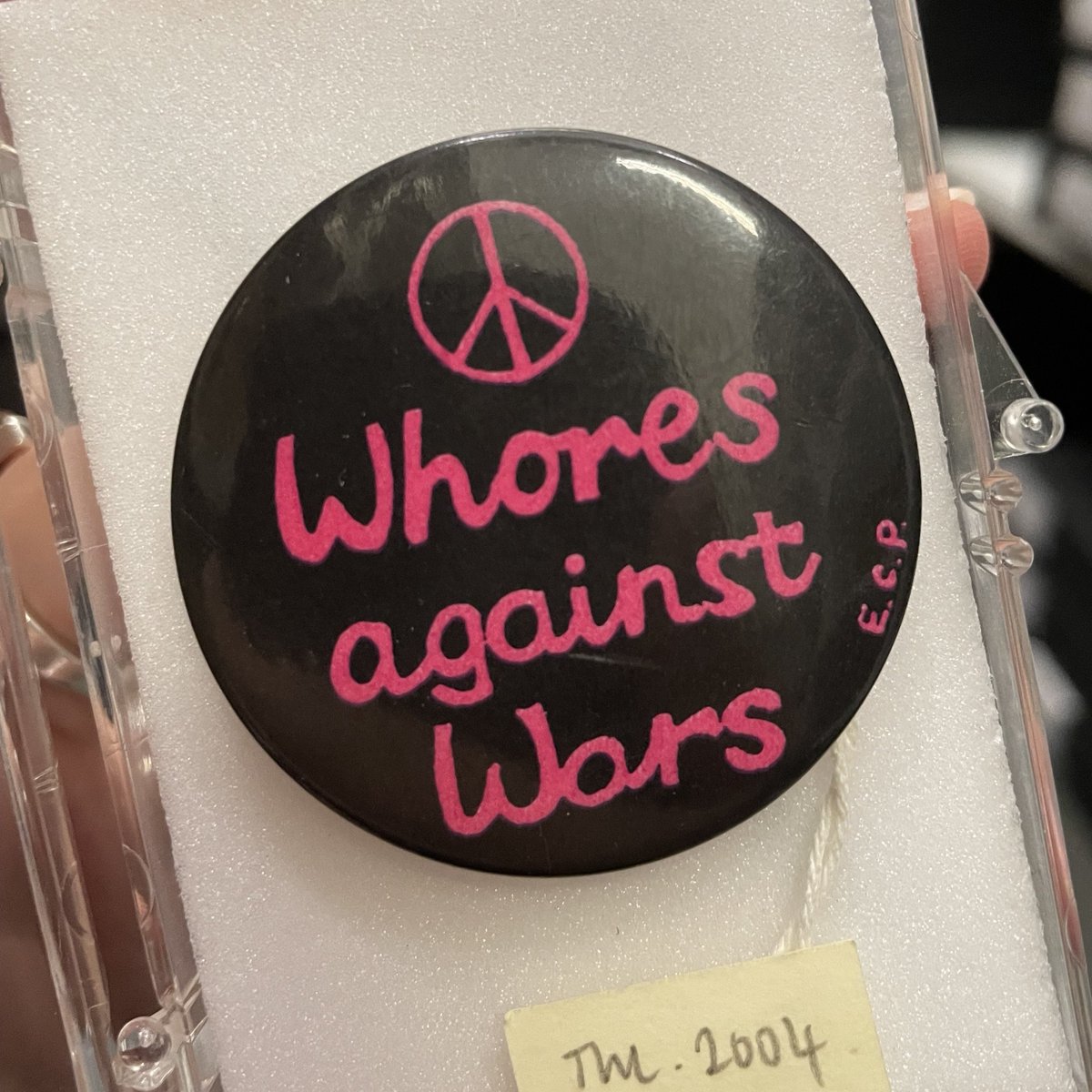 #OnThisDay in 1979, @LSEalumni and Labour MP Maureen Colquhoun introduced the Protection of Prostitutes Bill to the House of Commons. It was campaigned for by the English Collective of Prostitutes, who also created this badge.