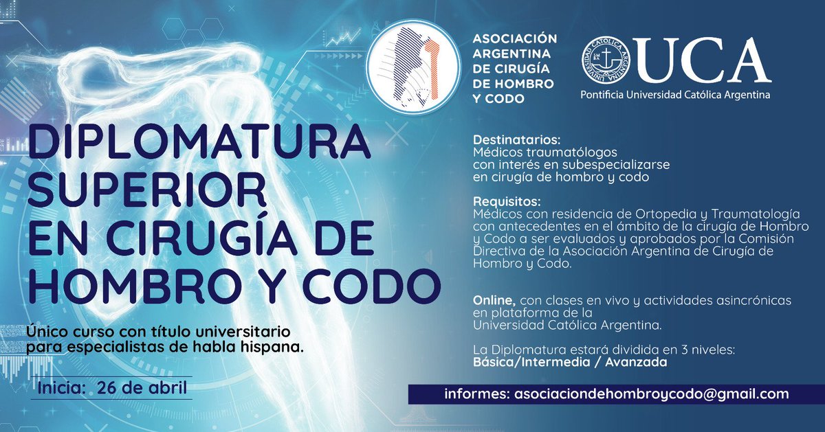 Comienza el 26 de abril!
Info asociaciondehombroycodo@gmail.com
<a href="/aaotorg/">AAOT</a> @asociaciondehombroycodo #revistaaaot #traumatología #hombroycodo  #hombroycodoargentina