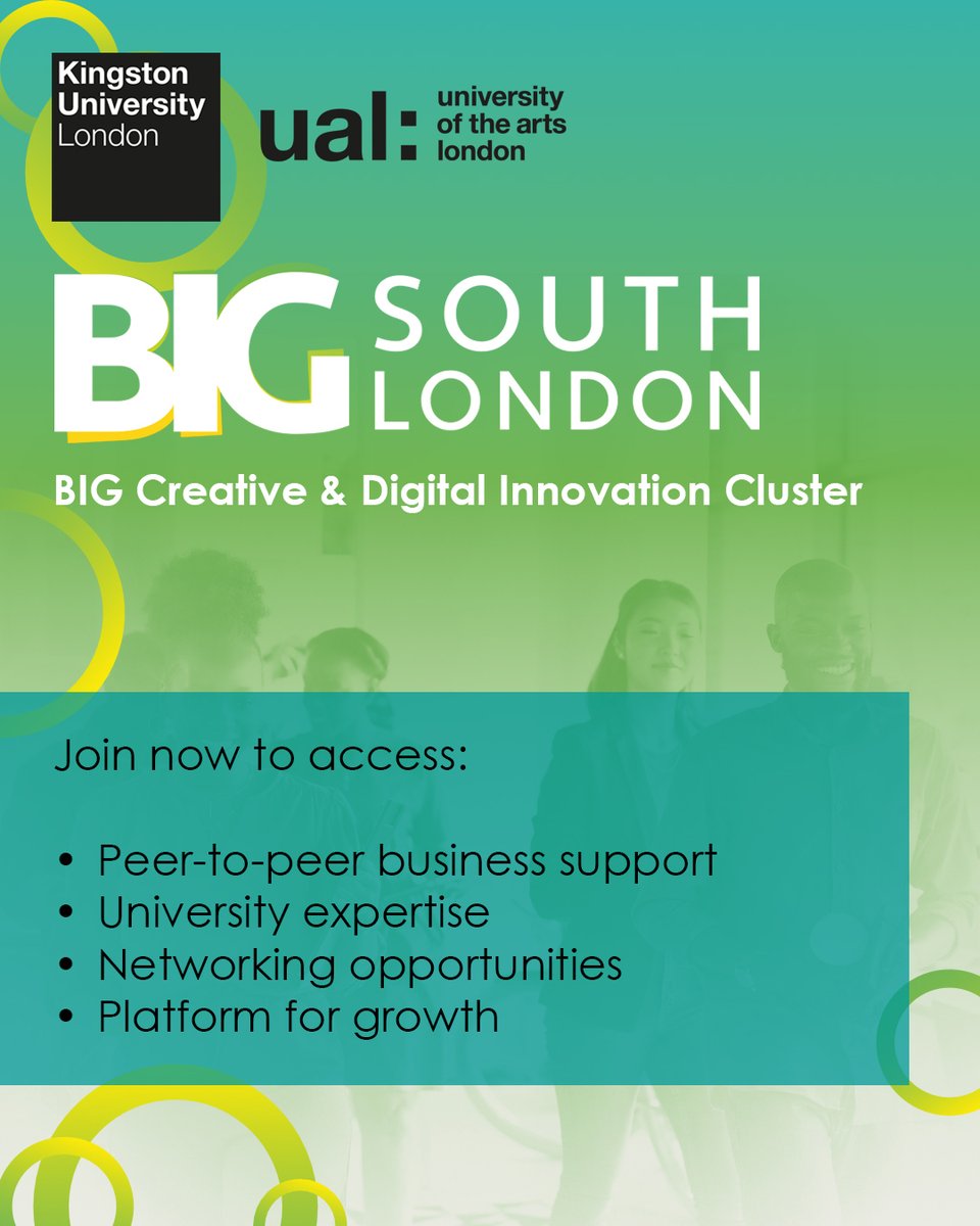 Do you run a creative SME in South London? The @BIGSouthLondon Creative and Digital Innovation Cluster is a network of businesses which is creating a supportive community. Join the showcase event on 21 March, 3–7:30pm at #KingstonUni's Town House.👇 big-knowledge.co.uk/events/big-cre…
