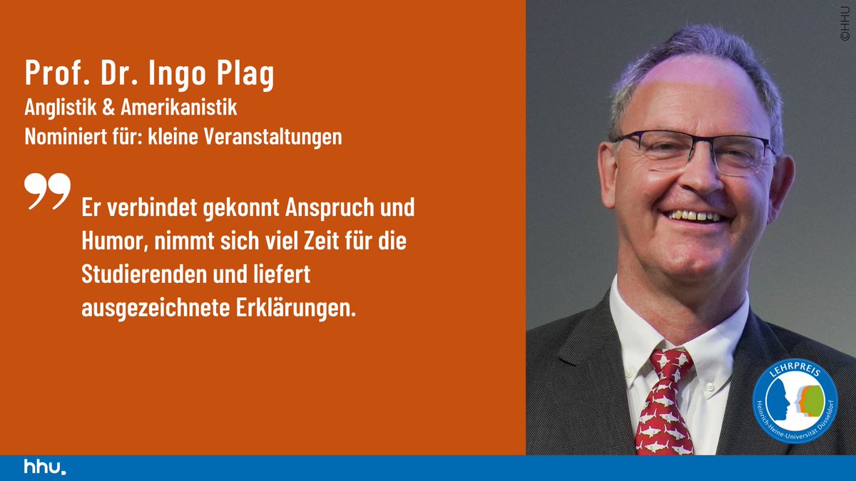 Service-Center für gutes Lehren und Lernen (SeLL) (@sell_hhu) on Twitter photo Er verbindet gekonnt Anspruch und Humor: Prof. Dr. Ingo Plag aus der Anglistik und Amerikanistik <a href="/HHU_de/">Heinrich-Heine-Universität Düsseldorf</a> wurde für den #hhuLehrpreis2024 nominiert. 📋🖊️ Er verbindet gekonnt Anspruch und Humor: Prof. Dr. Ingo Plag aus der Anglistik und Amerikanistik <a href="/HHU_de/">Heinrich-Heine-Universität Düsseldorf</a> wurde für den #hhuLehrpreis2024 nominiert. 📋🖊️