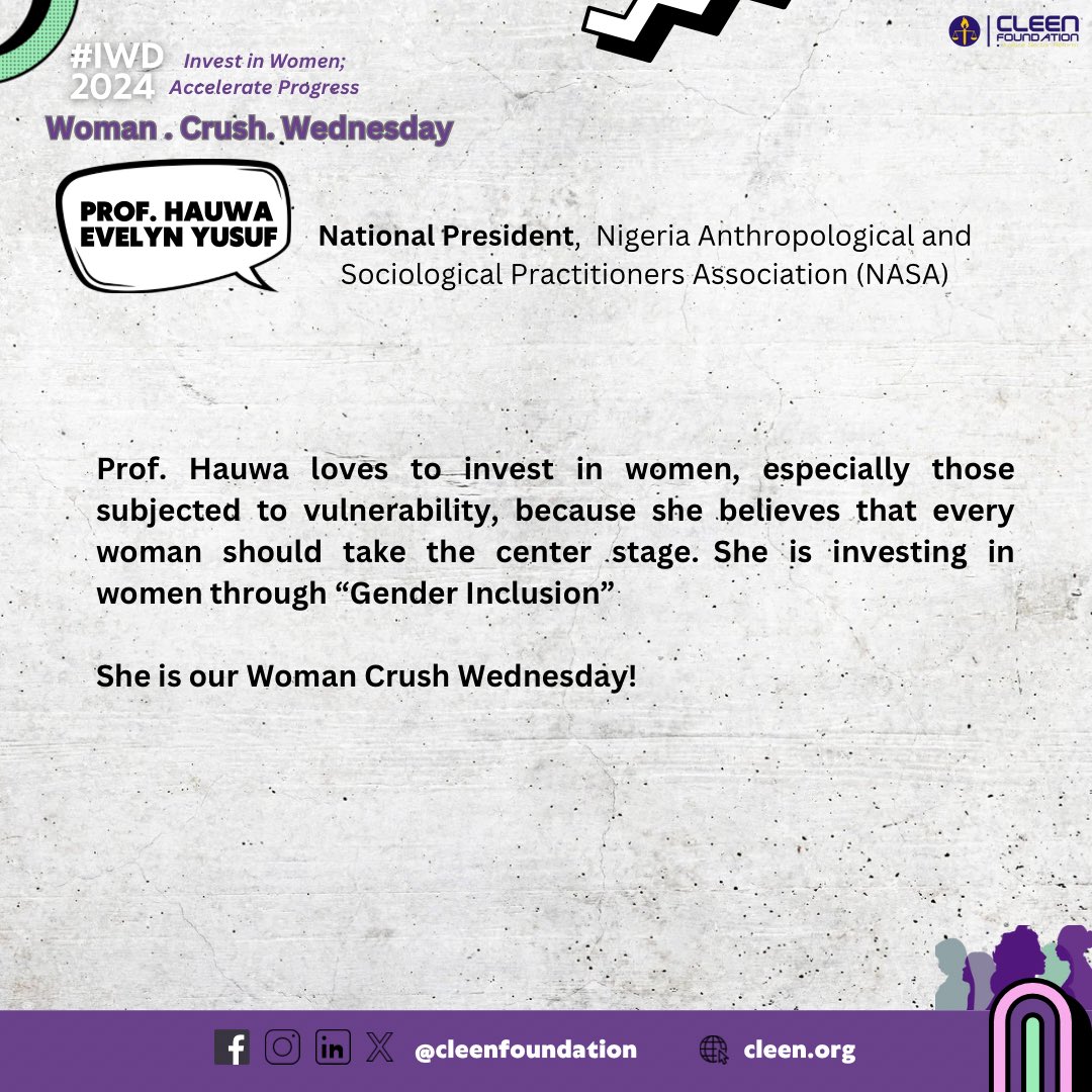 We are celebrating Prof. Hauwa Evelyn Yusuf <a href="/ProfHEY1/">Prof. Hauwa'u Evelyn Yusuf</a> and what she stands for in Gender Inclusion. #womancrush