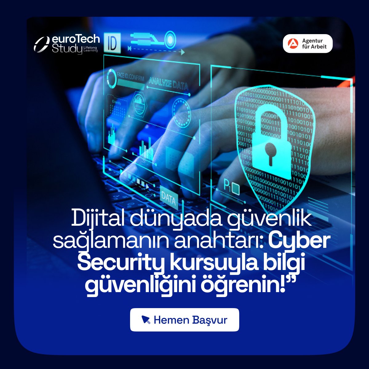 🛃Cyber Security kursu ile güvenlik tehditlerini tanıma, veri koruma yöntemleri, ağ güvenliği prensipleri ve güvenli yazılım geliştirme gibi konuları öğrenerek dijital dünyada kendinizi ve bilgilerinizi koruma yolunda adım atacaksınız.