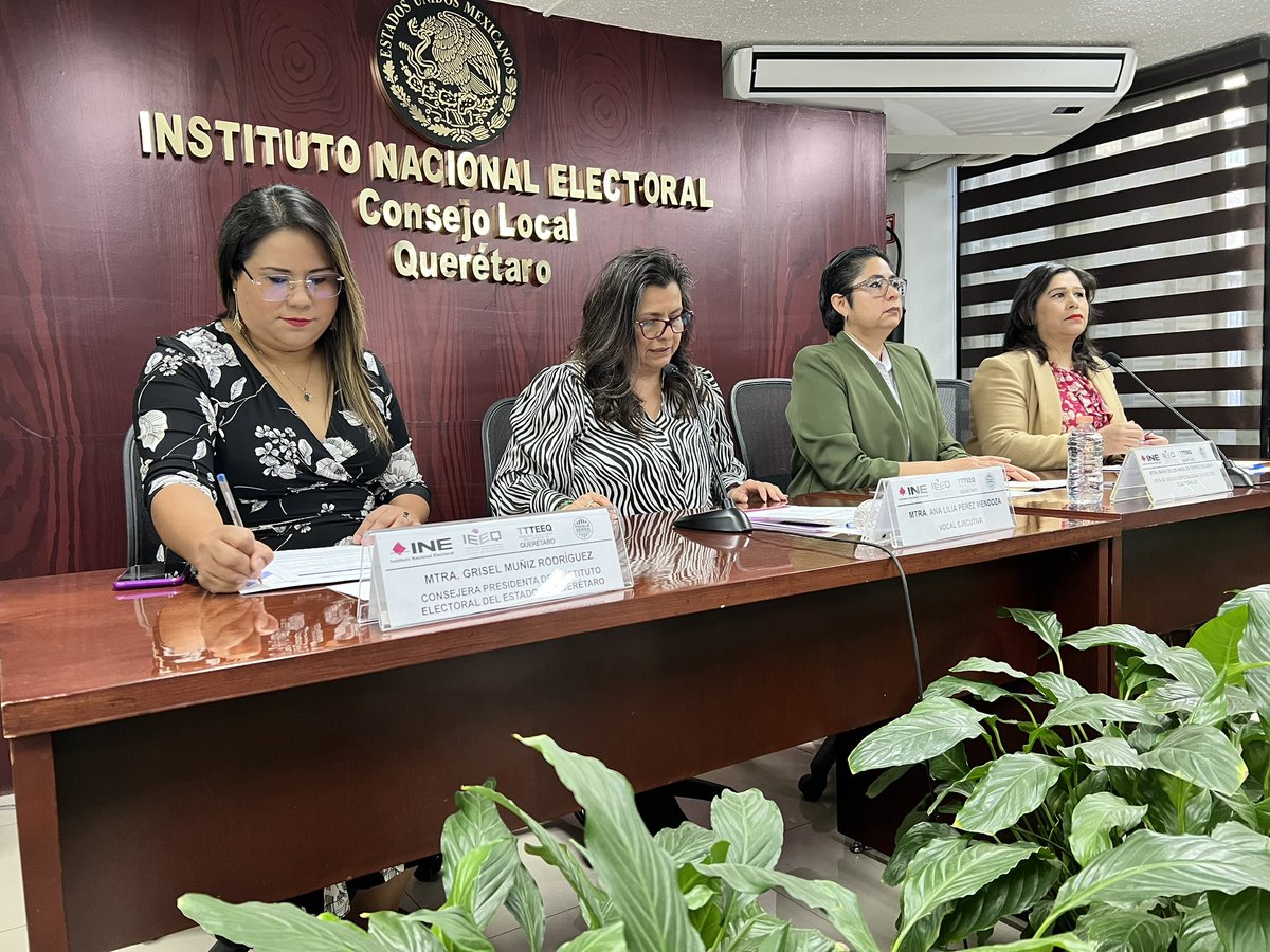 INEQueretaro's tweet photo. #Almomento rueda de prensa autoridades electorales #INE #IEEQ #TEEQ y #Fiscalía. https://t.co/fZWf43869p
