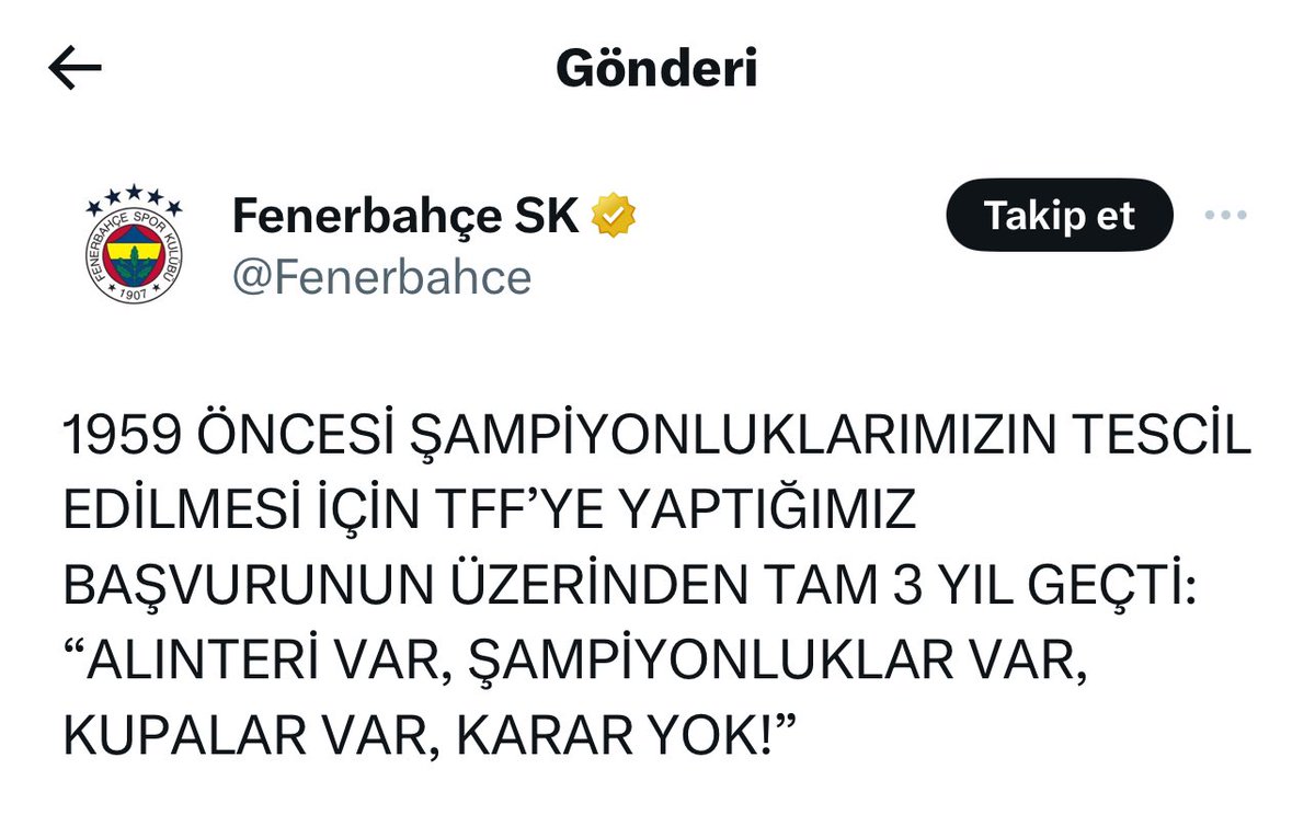 ZEHİRLİ OK ATILDI!

Tüm spor kamuoyunun BEKLEDİĞİ O GÜN GELDİ!

Suyun karşı yakasının müflis bakkalı sistematik şekilde manipüle ettikleri 1959 öncesi şampiyonluk defterini yine yeniden açtı.

Bu kimileri için başarısızlığın garantisi gibi algılansa da kimileri için