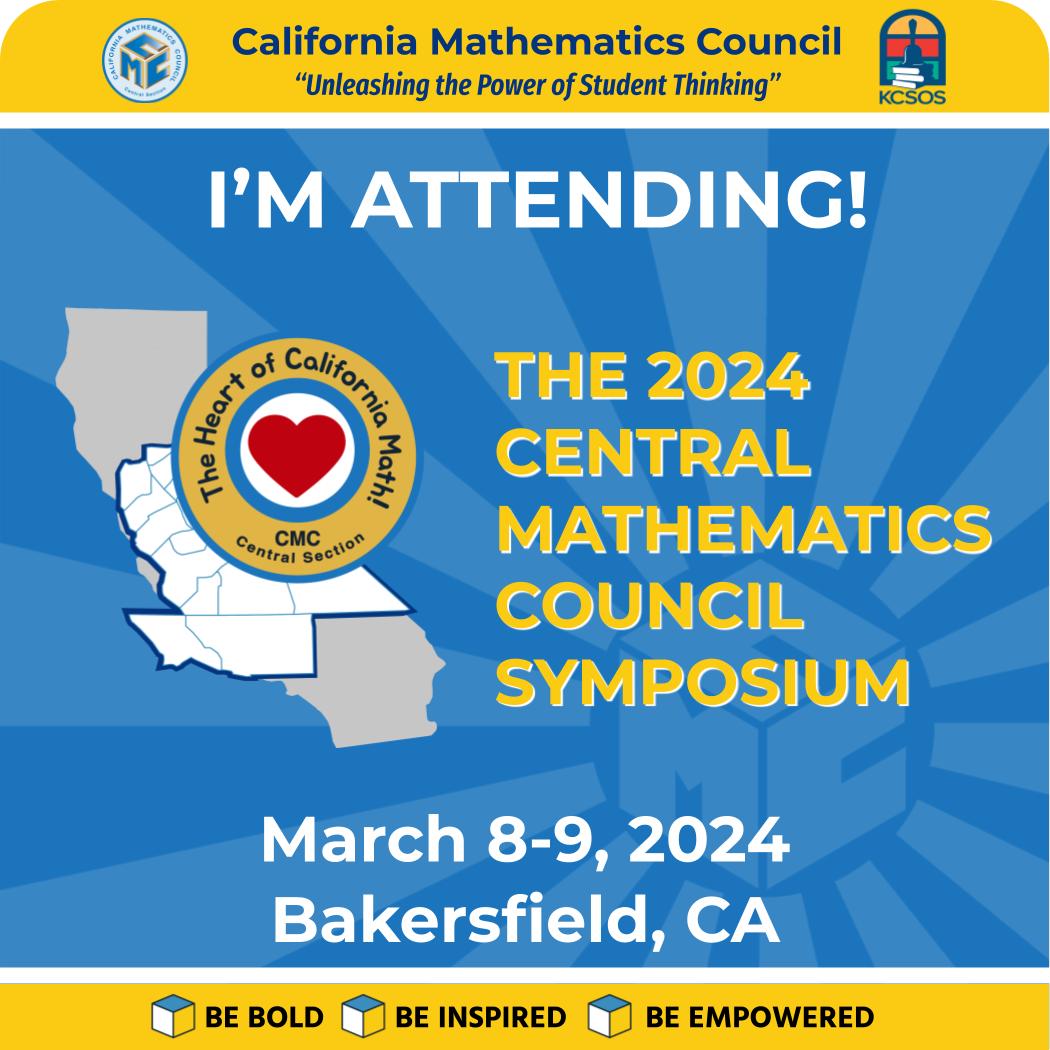 I am excited to join more than 650 math teachers and leaders this week! Will I see you there?
<a href="/CAMathCouncil/">CMC - CA MathCouncil</a> <a href="/KCSOS/">KCSOS</a> @dhabecker <a href="/nicklikesmath/">Nick Lopez</a> <a href="/MrsGallardo1/">Zenaida Gallardo</a> <a href="/Stacie_Doss/">Stacie Doss</a> <a href="/WrightMath314/">Hilda Wright</a> <a href="/KernCMC/">KCMC</a>