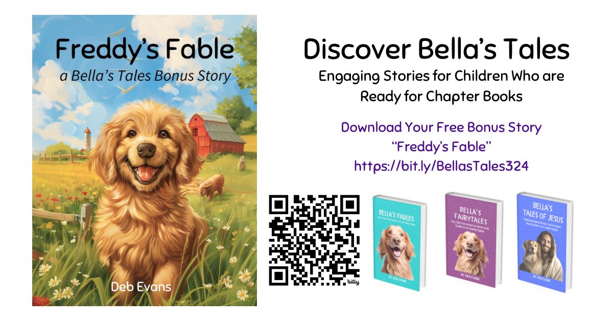Bella’s Tales are positive, wholesome stories that are perfect for young readers ready for chapter books, as well as sweet bedtime stories for all children. 

Download today: bit.ly/BellasTales324
#childrensbooks #kidlit #chapterbooks #animalbooksforkids #indieauthor #kidbooks