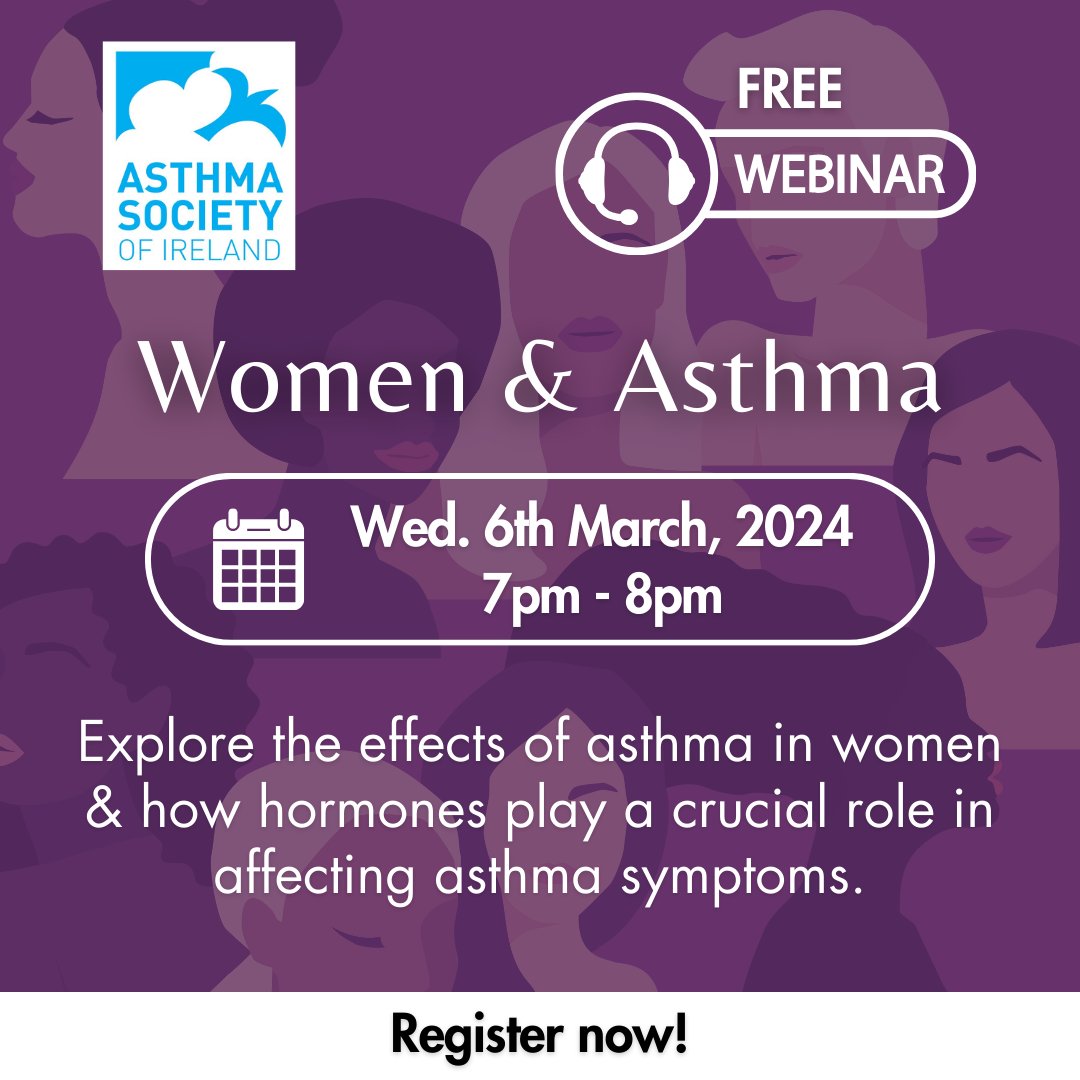 🎙️ Join us TODAY on our free upcoming webinar ‘Women & Asthma’ from 7-8pm via Zoom. Register here👉bit.ly/Tw_Web
