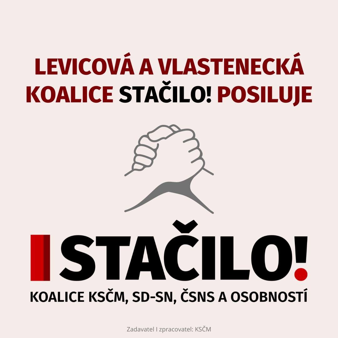 Jediná relevantní opoziční koalice STAČILO!, kterou pro volby do Evropského parlamentu vede předsedkyně KSČM a europoslankyně Kateřina Konečná, oznámila vstup další politické strany, kterou je ČSNS - Česká strana národně sociální

„Naše strana vstupuje do koalice STAČILO! s cílem