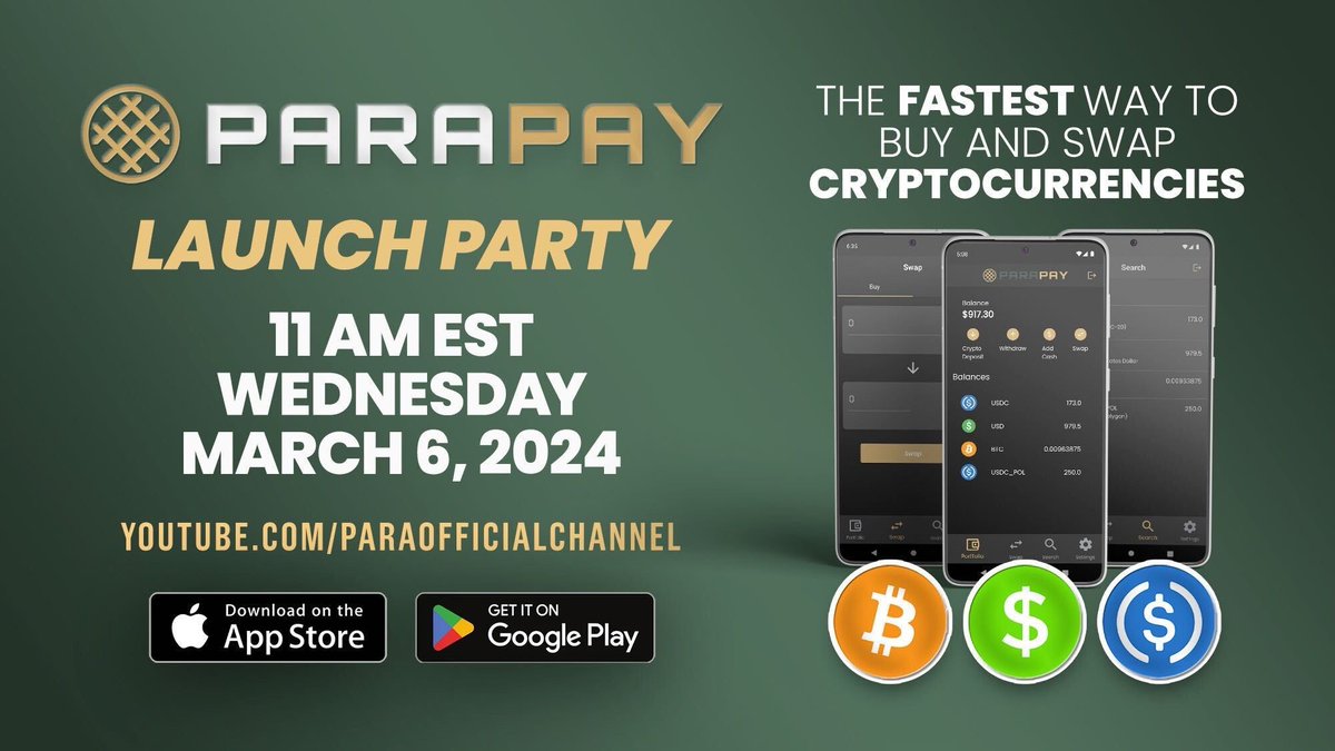 Come join us LIVE today at 11 AM for a LIVE DEMO of our NEW Para-Pay app now available on Apple and Google! #Parawerx #Parapay #YouTubeLIVE 

Para-Pay App Launch Party! What's New With Parawerx! youtube.com/live/vAtt-ZxwO… via <a href="/YouTube/">YouTube</a>