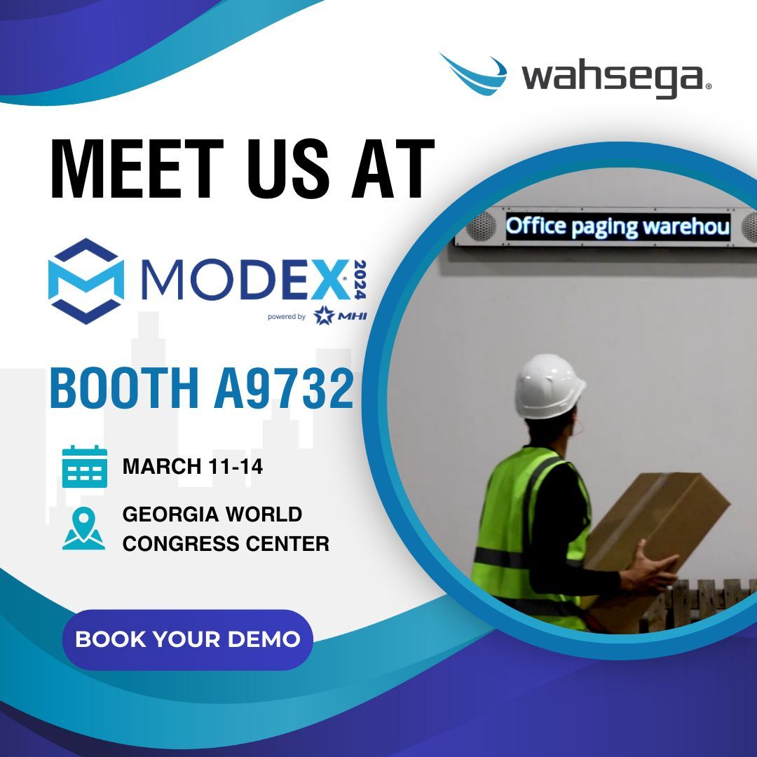 📣 Heading to MODEX Next Week? Check Out Wahsega at Booth #A9732! 🏭

Date: March 11-14, 2024
Location: Georgia World Congress Center, Booth A9732
wahsega.com 
#Modex2024 #Wahsega #ManufacturingSolutions #WarehouseTechnology #IndustrialCommunication