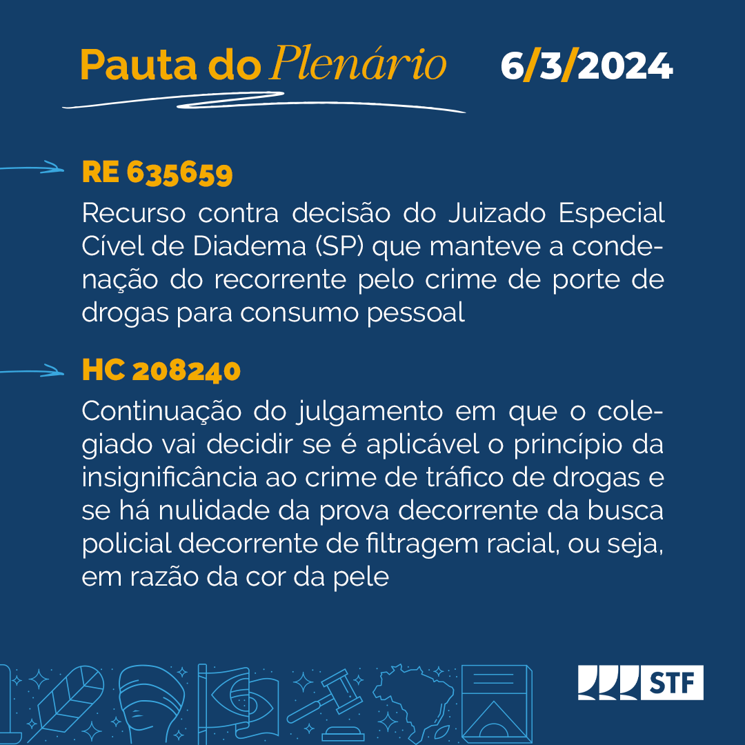 STF_oficial's tweet image. #SessãoSTF ⚖️ Confira a pauta de julgamentos do @STF_oficial para esta quarta-feira (6/3/24): bit.ly/Pauta6-3-24. A sessão tem transmissão #AoVivo, a partir das 14h, pela @RadioeTVJustica e youtube.com/STF.

#Acessibilidade: contém descrição acessível.