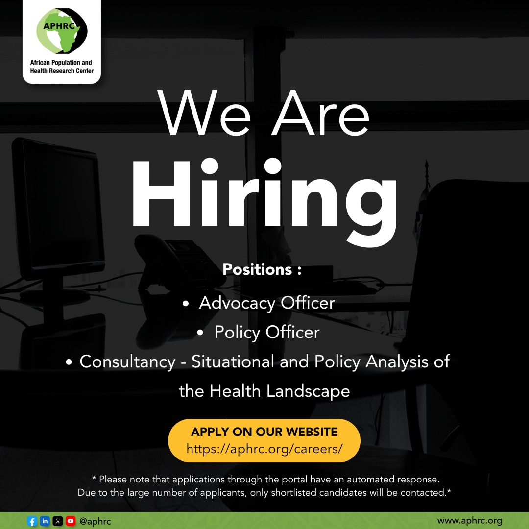 We have new opportunities! Could this be your chance? 

Visit aphrc.org/careers/ for these and more openings.

#IkoKaziKE #IkoKazi #IAmAPHRC #WeAreAfrica