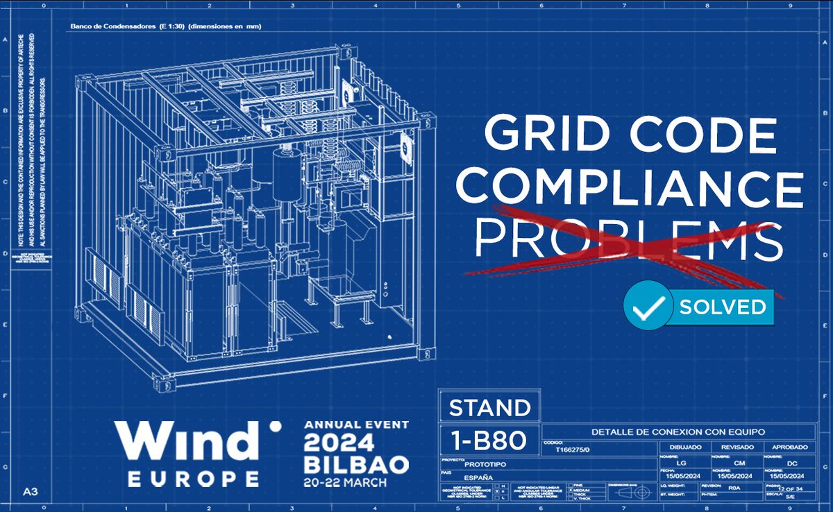 ArtecheGroup's tweet image. 📐The lines we draw today define the future. At Arteche, we are preparing something big for @WindEurope Bilbao.
 
Join us and discover the impact of connecting your renewable plant to the grid.
 #WindEurope #GridCode #GridCodeCompliance #PowerQuality