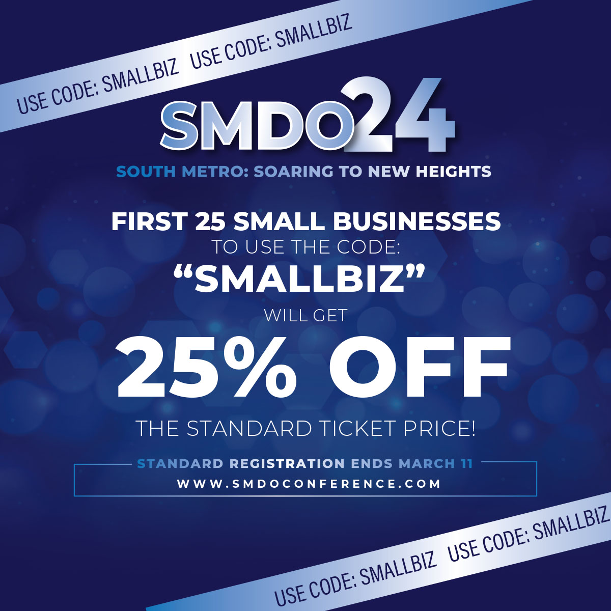 Are you a small business looking to connect with civic, corporate, and community leaders in South Metro Atlanta? 

Use code 'SmallBiz' for 25%

Register at: smdoconference.com

#SouthMetro #SMDO #SmallBusinessMatters