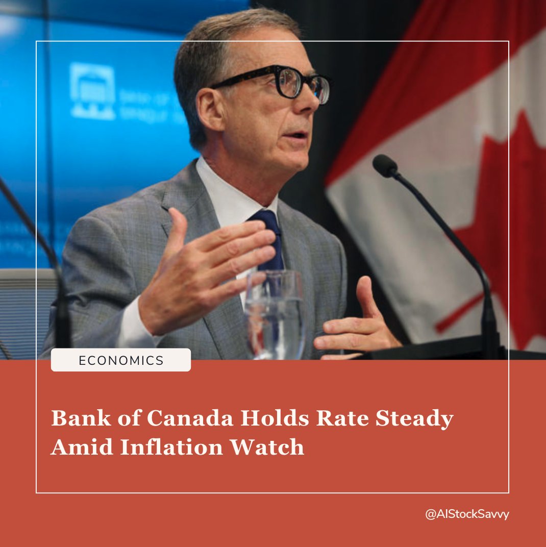 📣 JUST IN: Bank of Canada Maintains Rate at 5%, Aiming for More Assurance on Inflation Control. #BankOfCanada #InflationUpdate

👉 Key Highlights:

📍 Bank of Canada keeps benchmark interest rate at 5%, aligning with economists' predictions.

📍 Fifth consecutive time the rate…