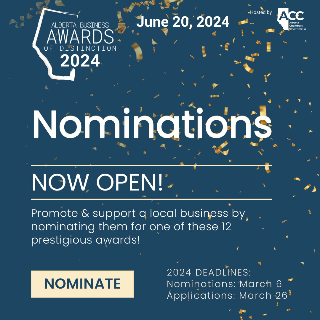 Last call to nominate! We're in search of remarkable local businesses deserving of recognition – and that could be yours! 🌟Nominate a standout business or submit your application now. Enter now! abbusinessawards.awardify.io/nominations #abbiz #abad #abbizawards #abchambers #abad2024