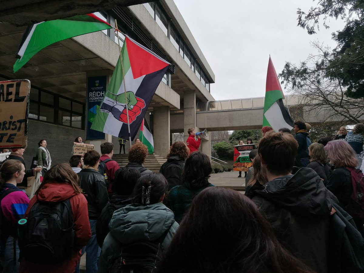 We're continuing to put pressure on @ucddublin to call for a ceasefire and to cut the academic ties with 12 Israeli institutions. As students and staff we deserve to study and work in a University which stands against genocide. #FreePalestine