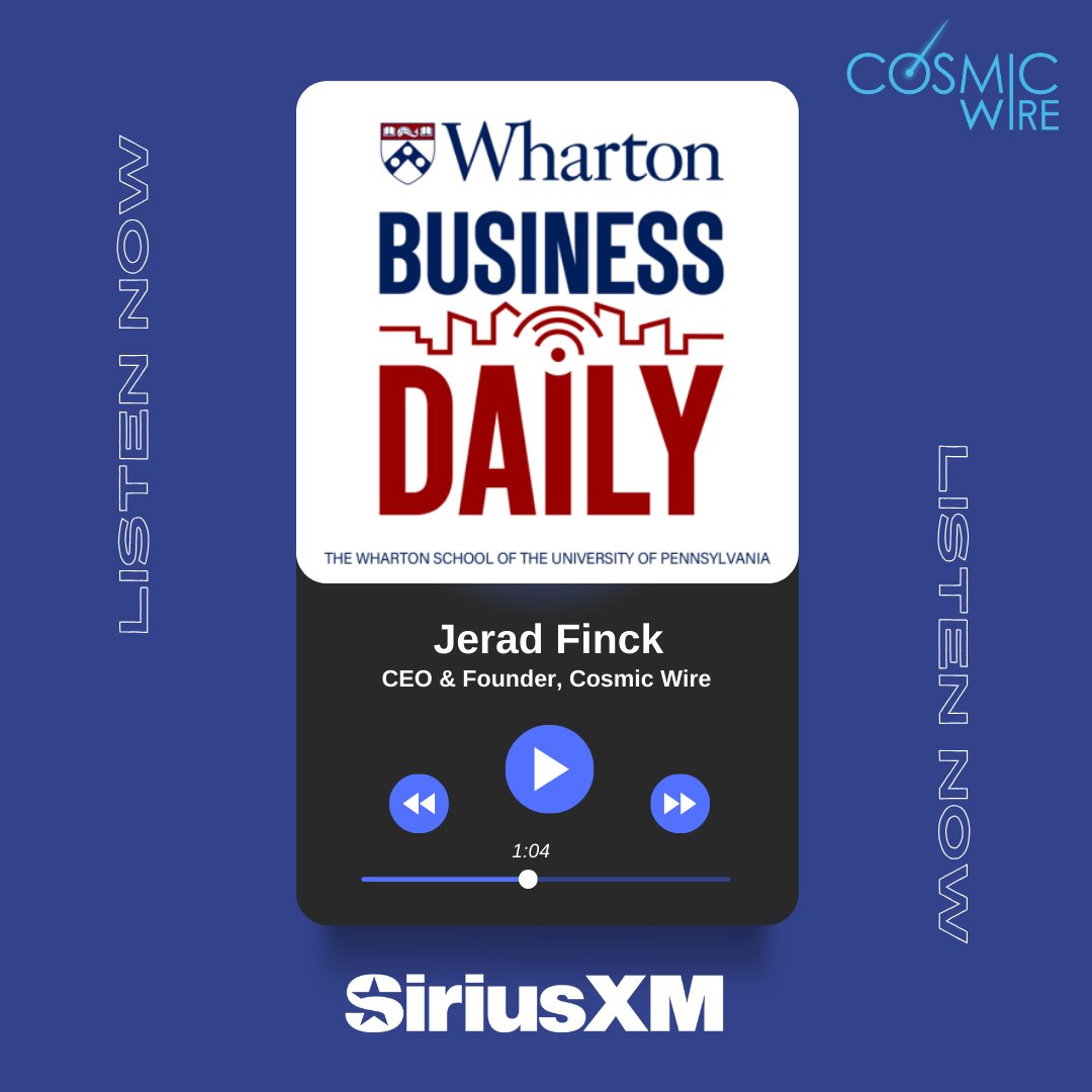 Tune in to @SXMBusiness's @WhartonBizDaily for an engaging conversation between host @DanLoney21 and Cosmic Wire CEO @__BLAZAR__. Dive deep into the world of Web3, the Spatial Web, blockchain technology, and beyond. Listen here 👉 cosmicwire.com/media-coverage/