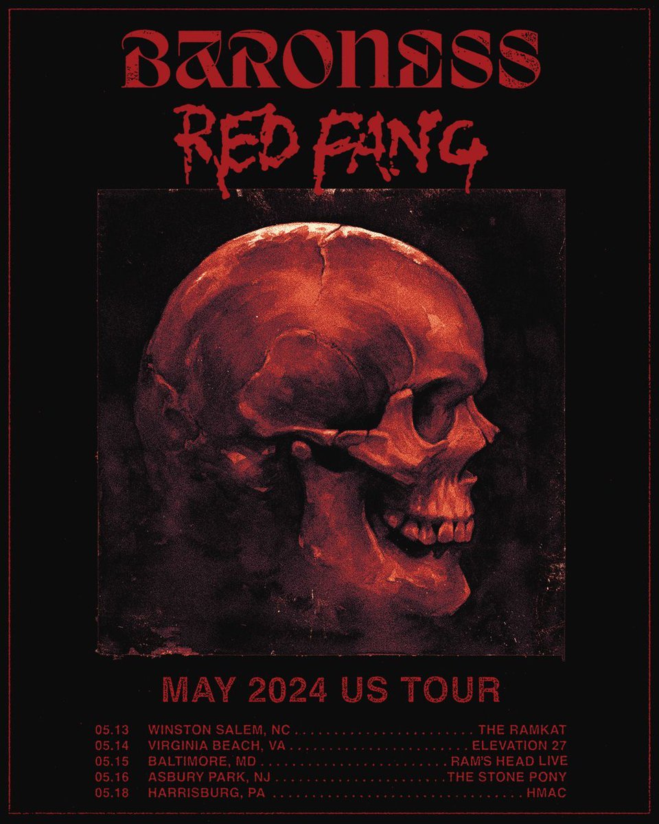 We’re excited to announce a handful of co-headline dates with @RedFangBand this May! Tickets are available Friday 💀🩸 yourbaroness.com/co-headline-da…