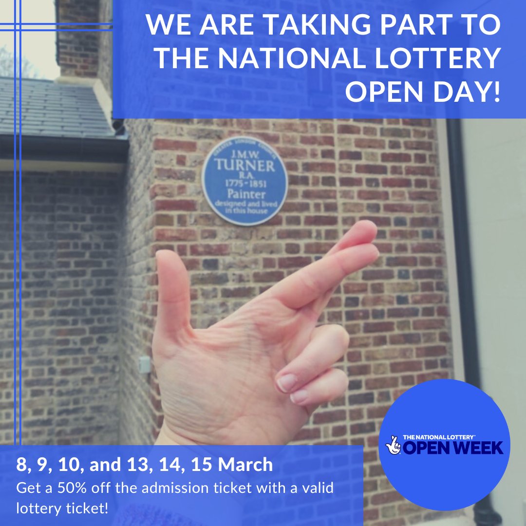 Are you a lottery player? From this weekend, until the 15th of March, you can visit us and pay a half-priced entry if you show a valid lottery ticket at the front desk! @HeritageFundUK #nationalheritagelotteryfund #turnerart #jmwturner #londonheritage #twickenhamhistory