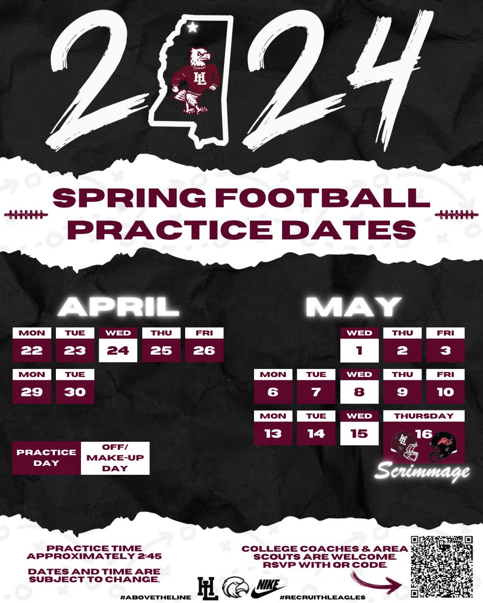 HornLakeFB's tweet photo. 🚨 🚨 Spring Football Schedule 🚨 🚨 

#AboveTheLine #famiHLy #recruitHLeagles 🦅 https://t.co/XbkskiRLwc