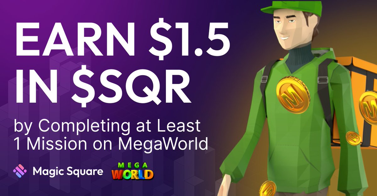 MagicSquareio's tweet image. 🔥 New Hot Offer! 🔥

💰 Earn $1.5 in $SQR by Completing at Least 1 Mission on MegaWorld - @megaworld_io 

⏳ Hurry, as it's limited to the first 1333 users 👇👇