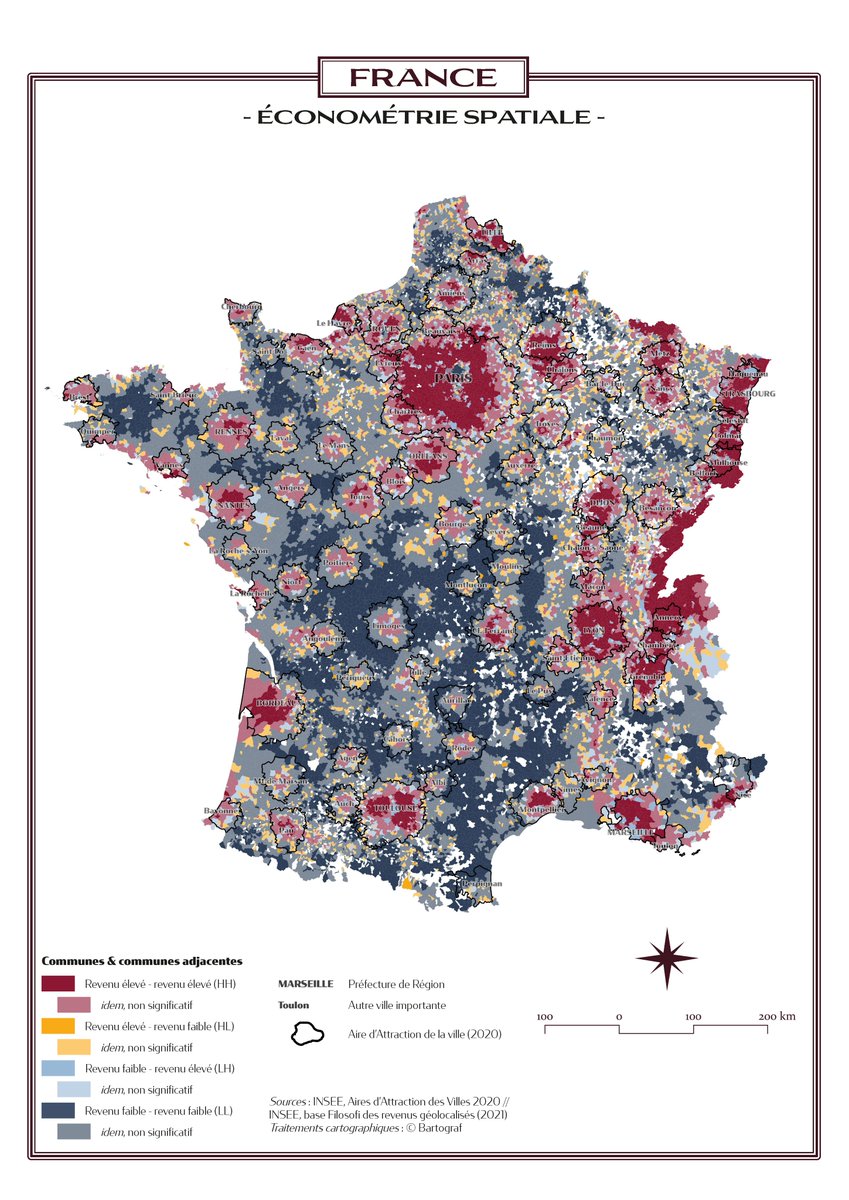 Laguigne77's tweet image. Je vois beaucoup de cartes passer sur le réseau, mais JAMAIS D'ÉCONOMÉTRIE SPATIALE !
Pour réparer cette injustice, petite étude sur la base Filosofi des revenus à l'échelle communale 2021.
Vous allez voir, les résultats sont étonnants !
Ready ? Go ! ⬇️1/8
