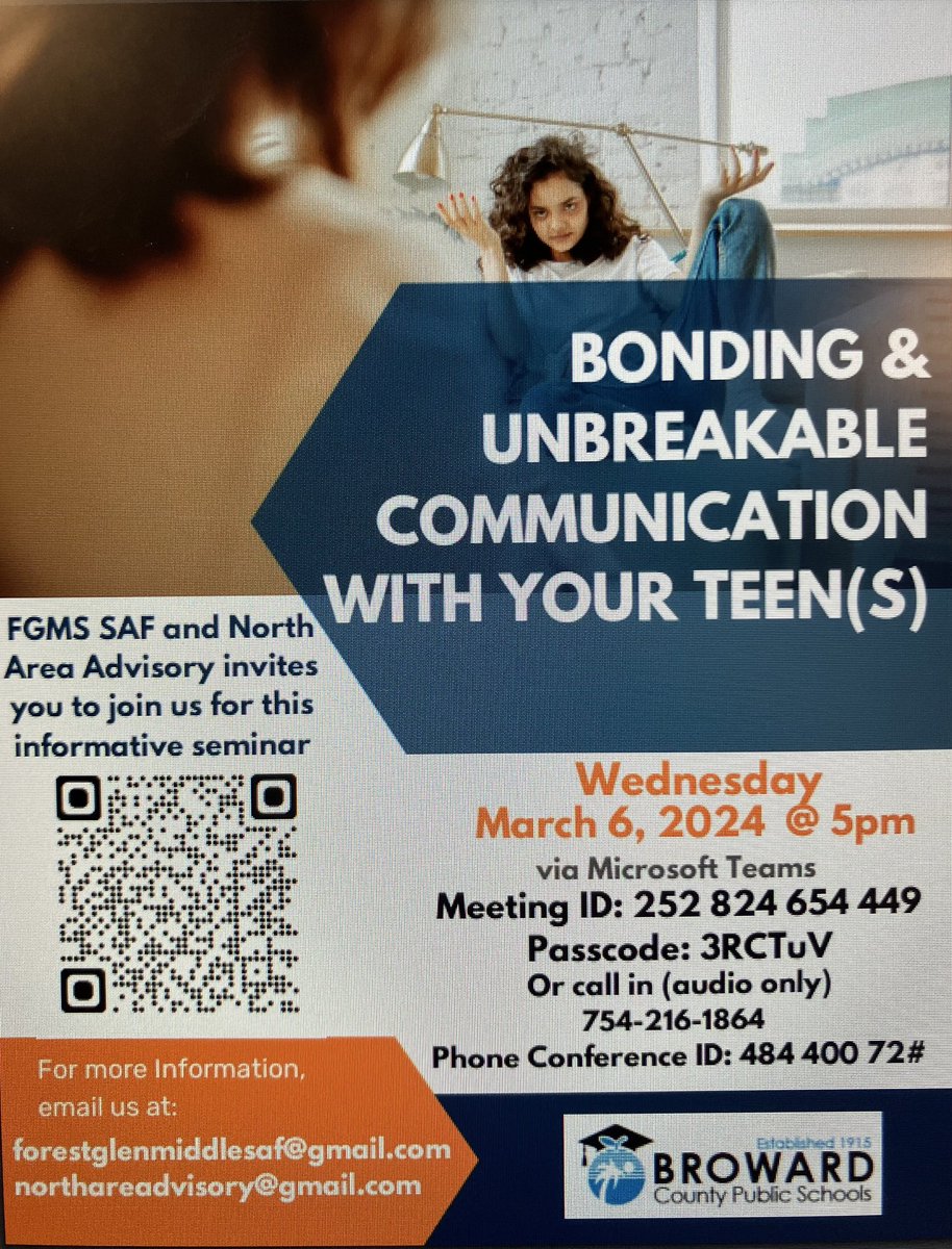 Come join the Forest Glen SAF and North Area Advisory tonight on Teams for this informative parent meeting.