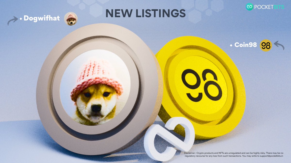 PocketBitsIndia's tweet photo. 99 problems, 1 solution
Trade Dogwifhat ($WIF) and Coin98 ($C98) today on PocketBits!
#dogwifhat #doggomemes #c98 #CoinListing https://t.co/5SdV71VItq
