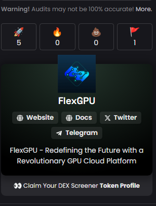 FlexGPU Dexscreener Socials Detail Updated

dexscreener.com/ethereum/0xa91…