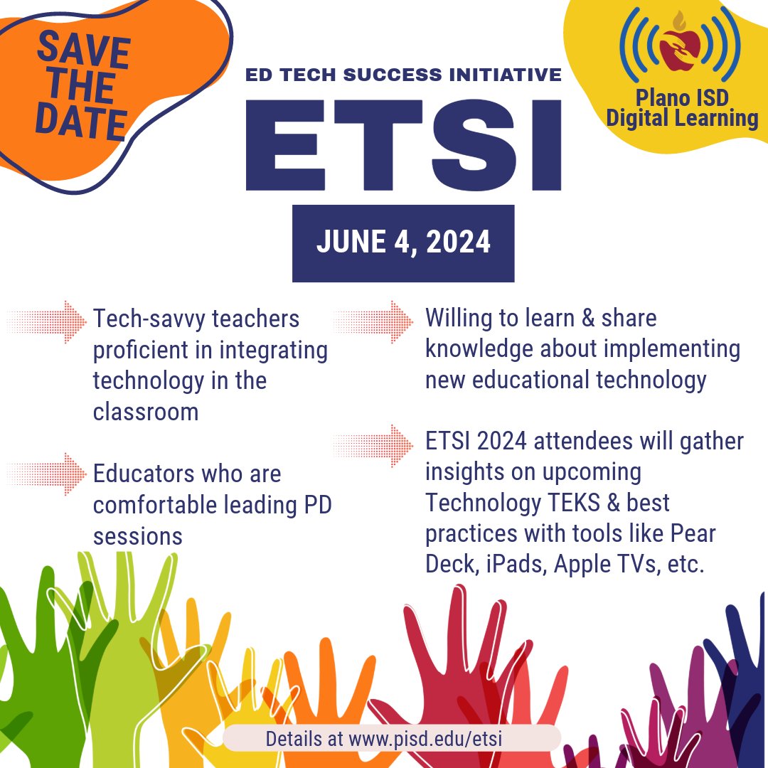 🍎PISD friends - Save the date! Details will be included in an upcoming SLI update. #pisdetsi #pisdtech #pisdlearns #pisdleads