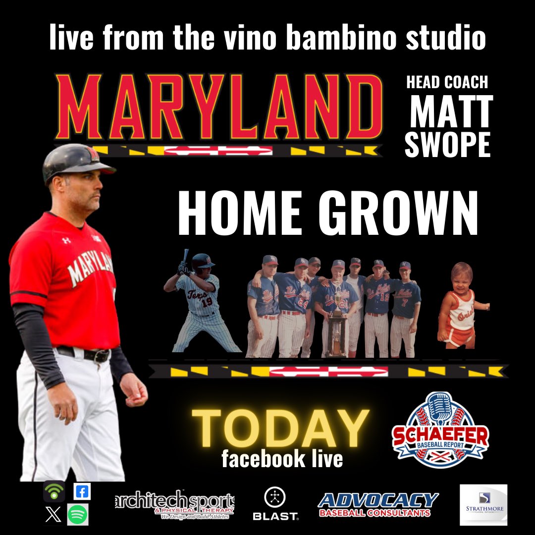 @JeffSchaefer2 @ToddFriedman10 @andrewzike talking with special guest @TerpsBaseball HC @MattSwope19 The journey of a life long Terp. The vision for Terp Baseball. Player Development Communication Rethinking BP - V circle MPE - Motor Preferences Experts And more!!