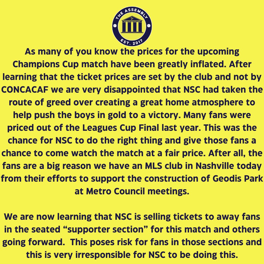 TheAssemblyNash's tweet photo. Statement on the upcoming Champions Cup match https://t.co/VwHfIpviJJ