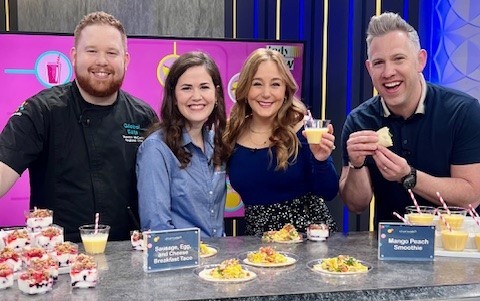 Tacos for breakfast?! Yes, please! Midwest Regional Executive Chef Brandon McCarthy was joined by Jay Schools Director of Dining Services Jennifer Gelhaus at @IndyNowTV as part of National School Breakfast Week. 🥞🥛🥓🍓🍳 bit.ly/4bZKzBb #ServingUpHappyandHealthy #NSBW